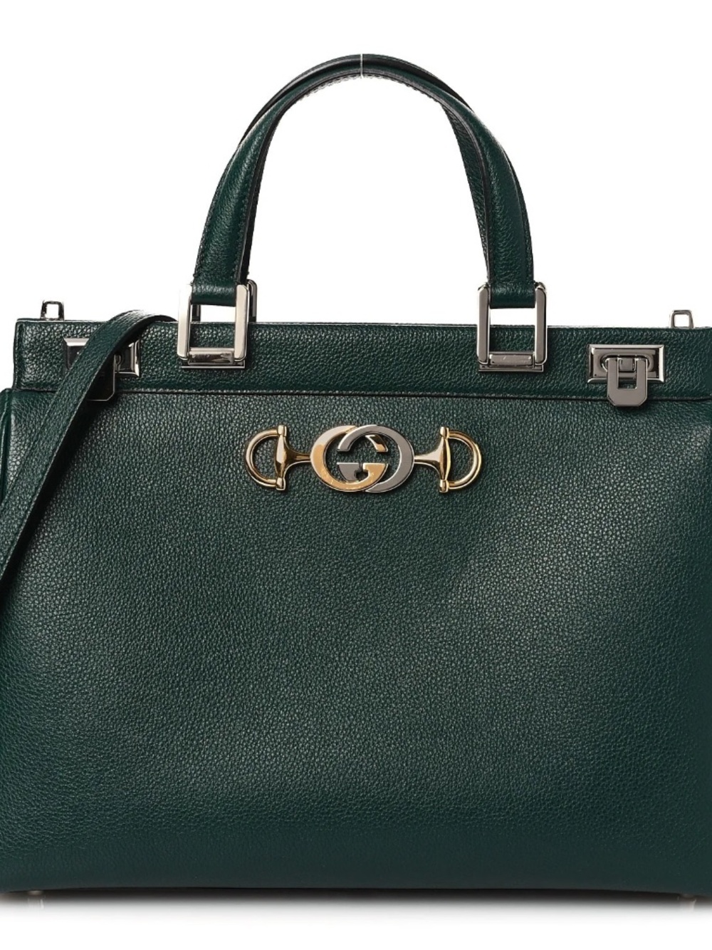 GUCCI Calfskin Medium Zumi Top Handle Bag - Green